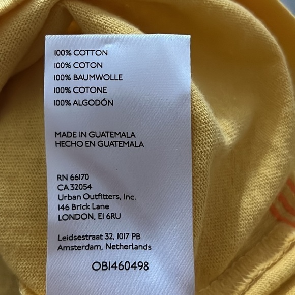 BDG Cole V-neck long sleeves tee yellow white orange trim top Sz M - Picture 7 of 8